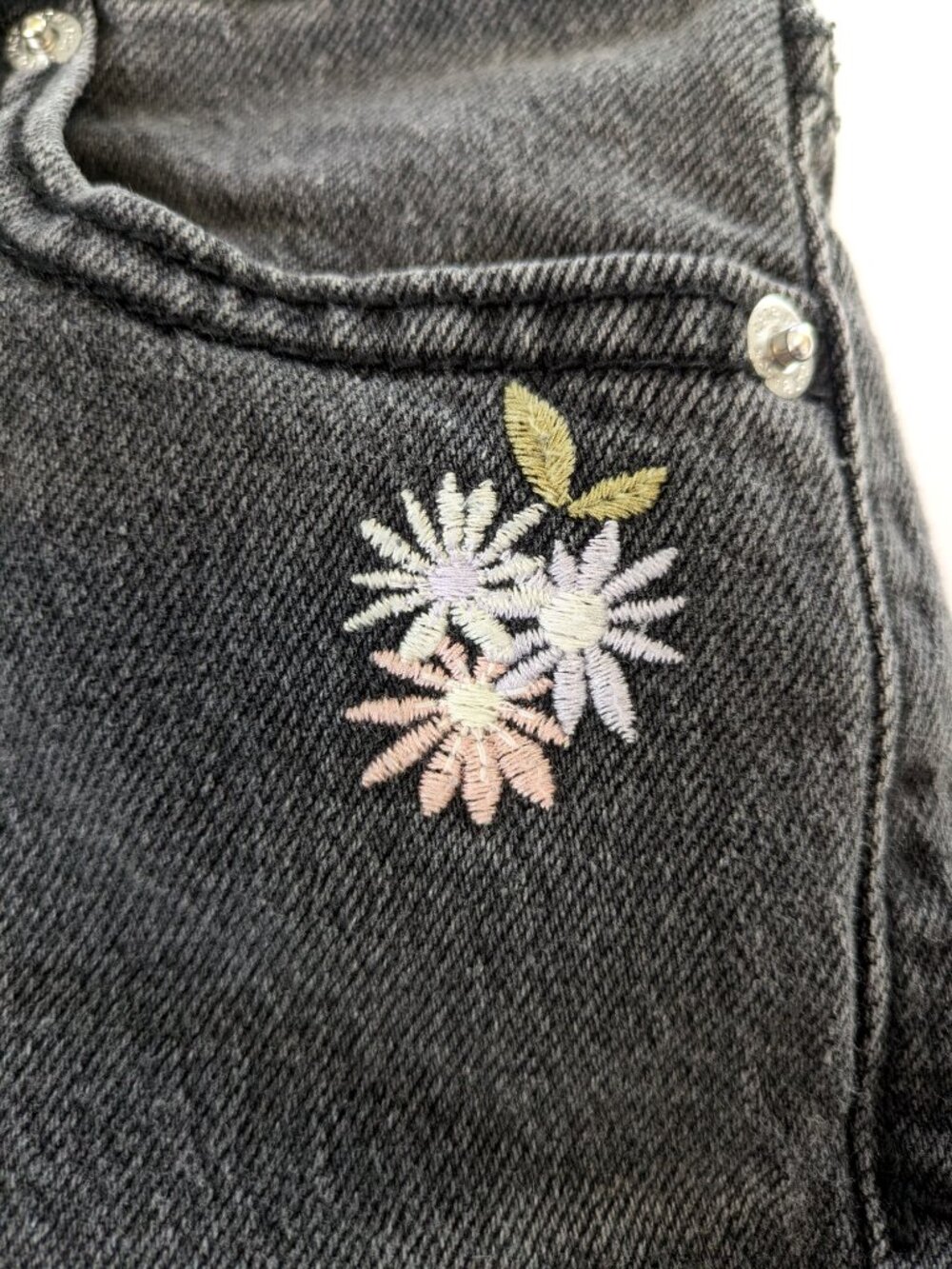 Cat & Jack Shorts - Girl's 14 - Black Short Stretch Embroidered Denim-Style - Picture 4 of 6